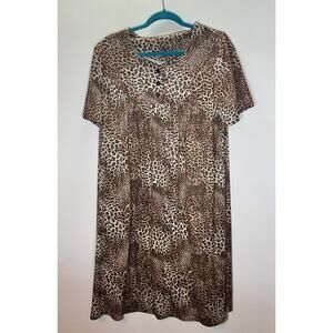 Only Necessities Women’s Leopard Print Housecoat House Dress NO SIZE TAG